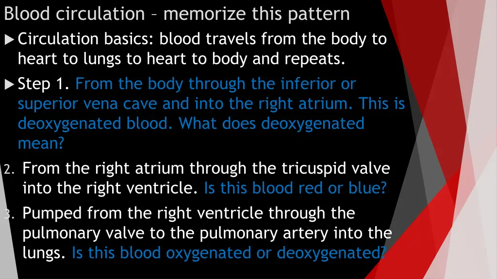 blood circulation memorize this pattern