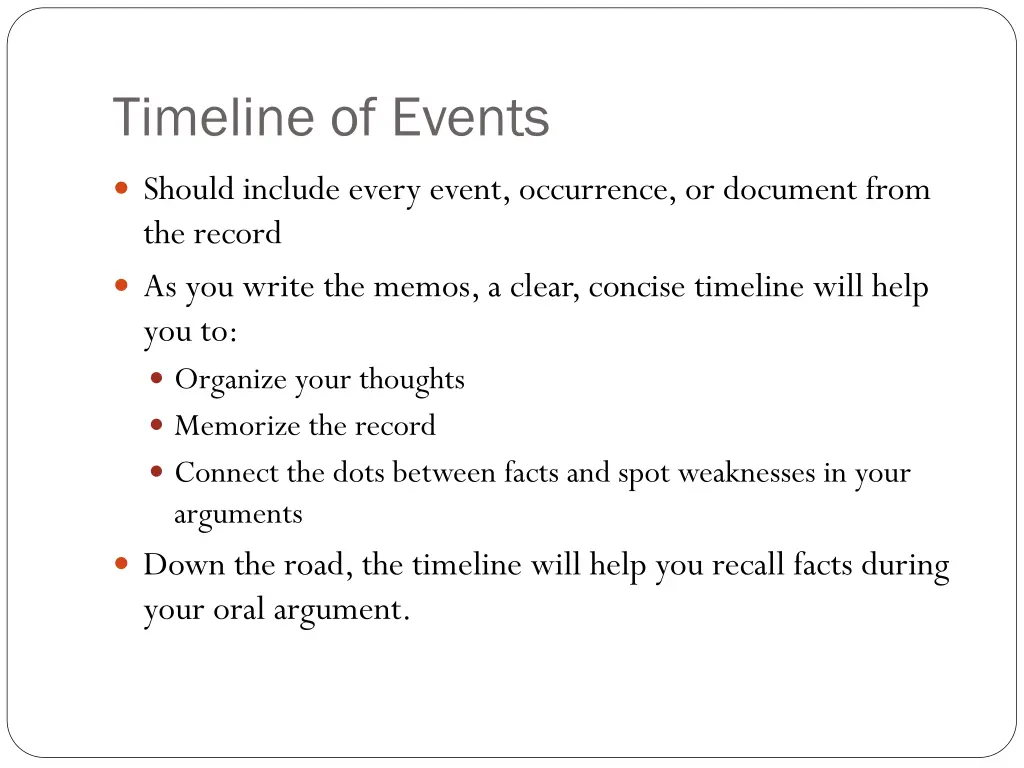 timeline of events