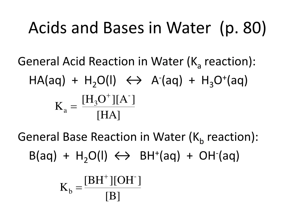 acids and bases in water p 80