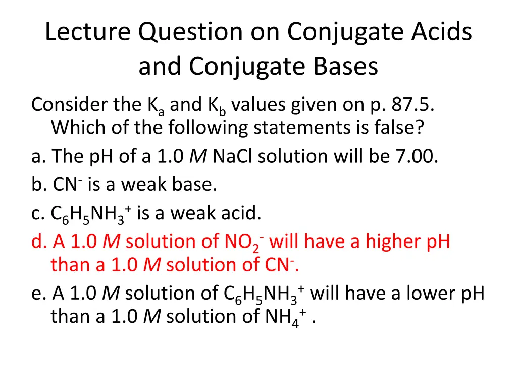 lecture question on conjugate acids and conjugate 1