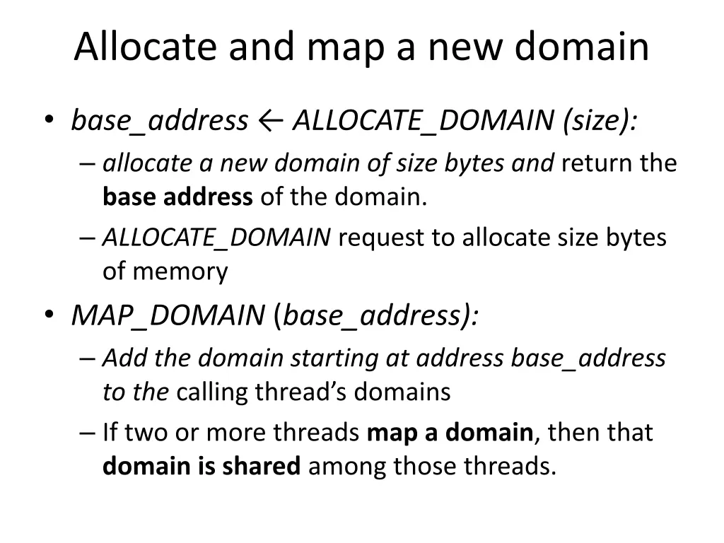 allocate and map a new domain