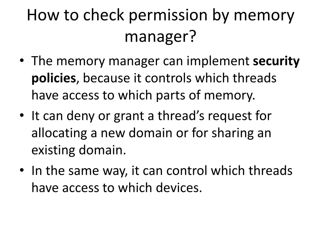 how to check permission by memory manager 1