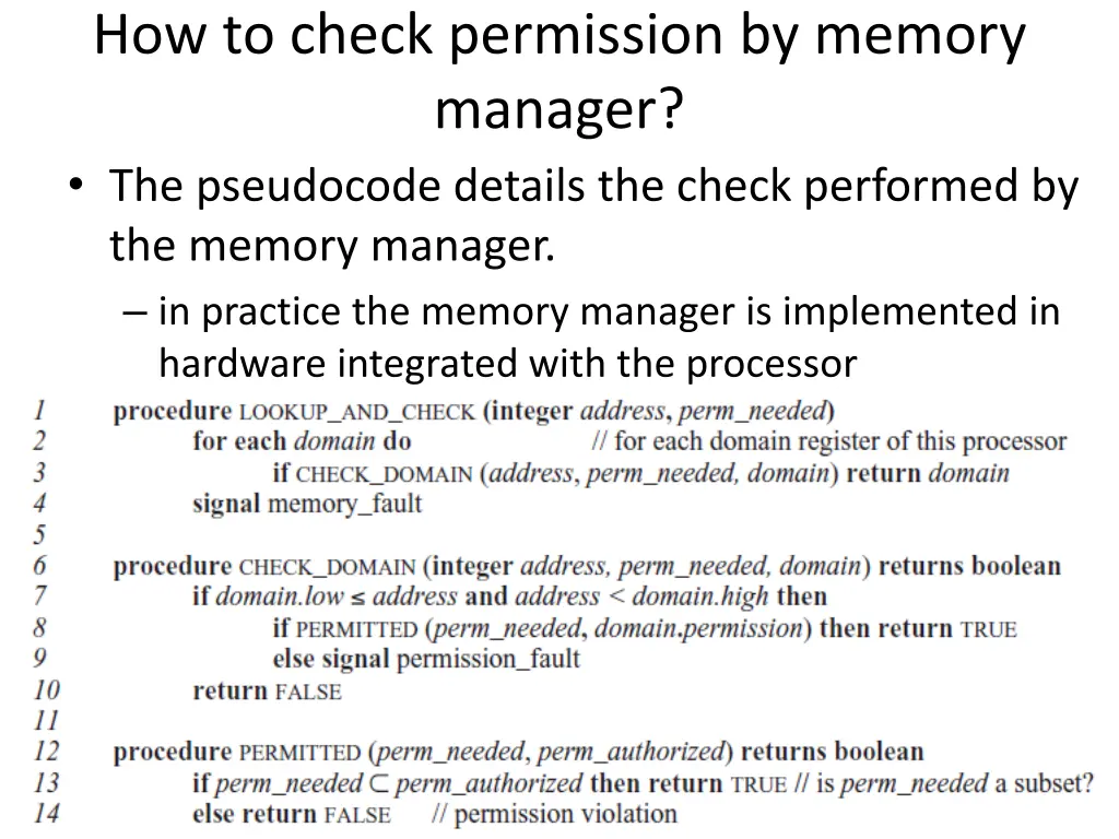 how to check permission by memory manager