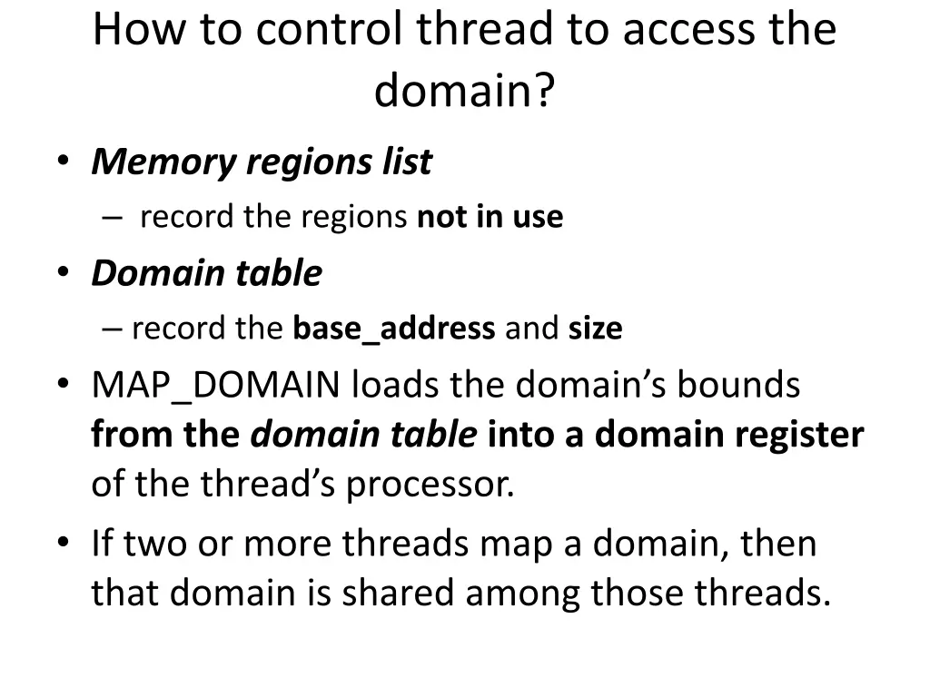 how to control thread to access the domain memory