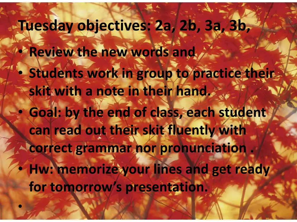 tuesday objectives 2a 2b 3a 3b