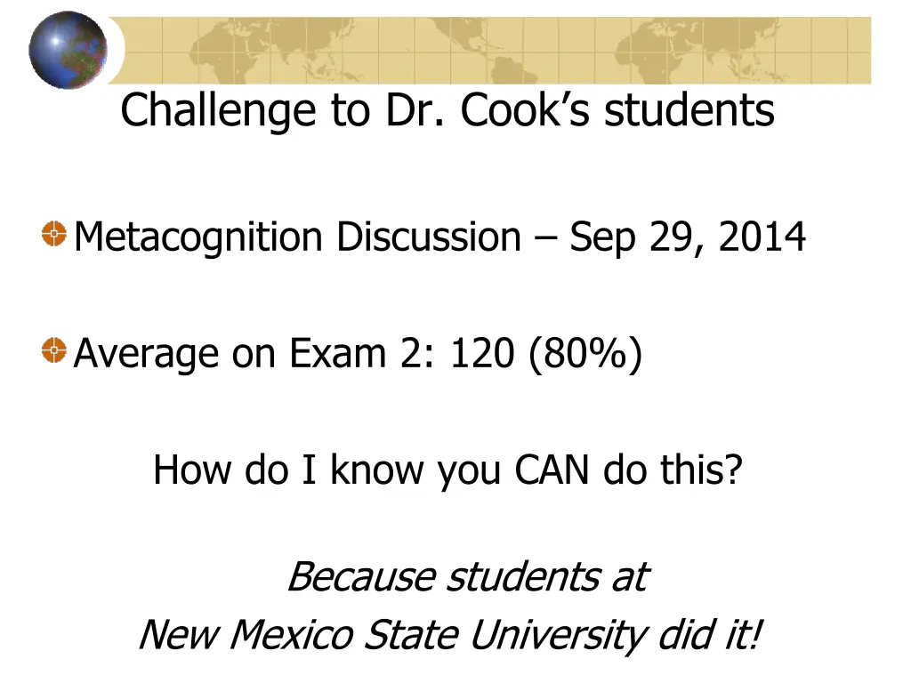 challenge to dr cook s students