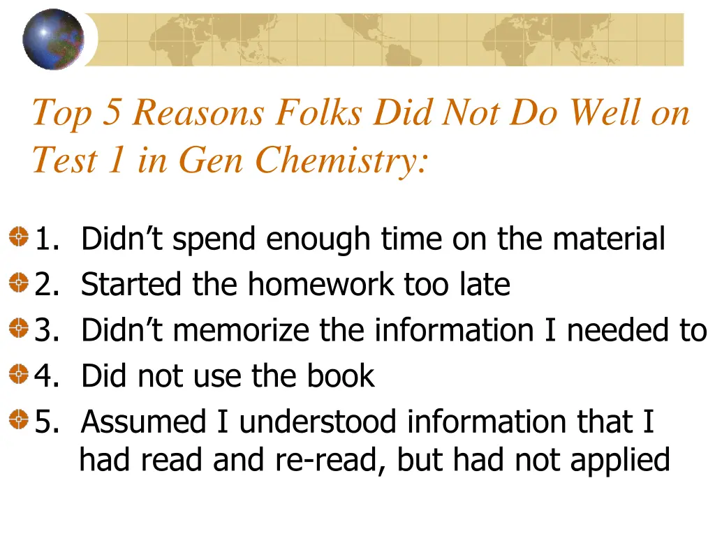 top 5 reasons folks did not do well on test