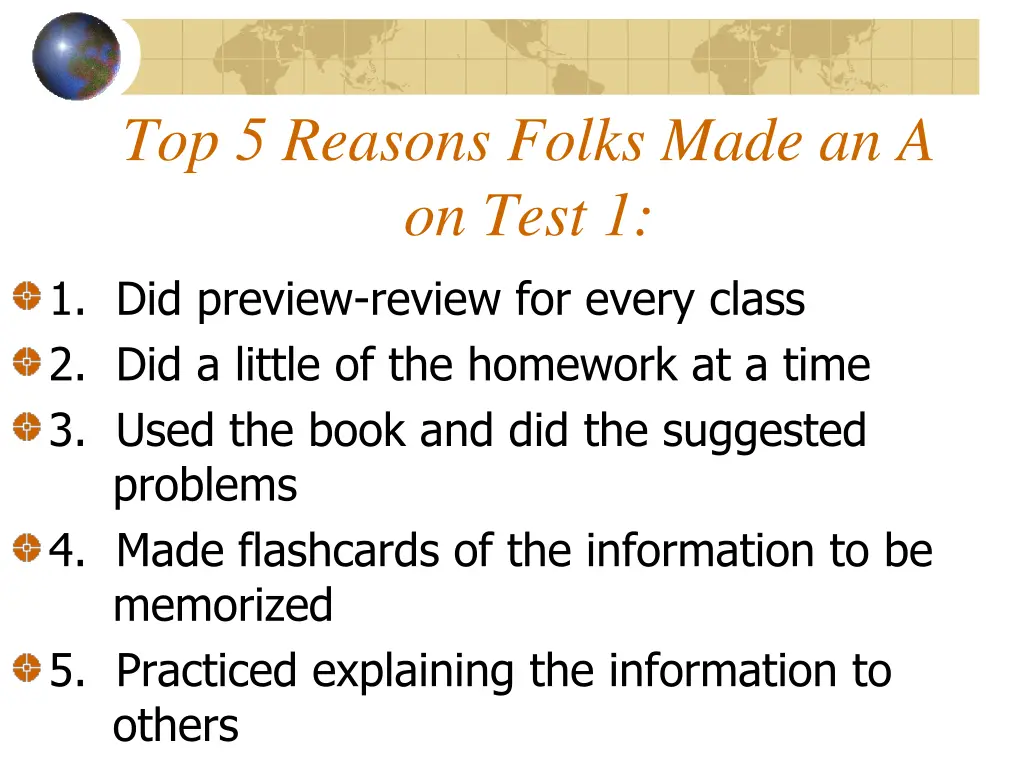 top 5 reasons folks made an a on test