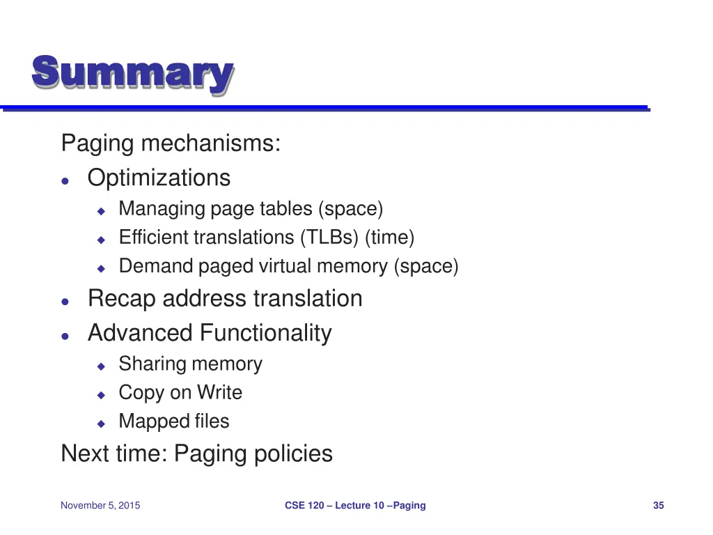 summary summary