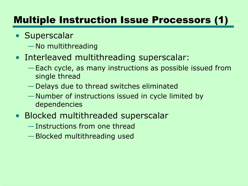 multiple instruction issue processors