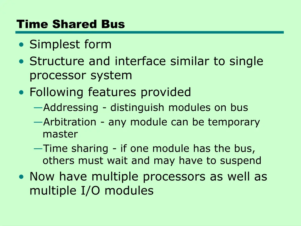 time shared bus simplest form structure