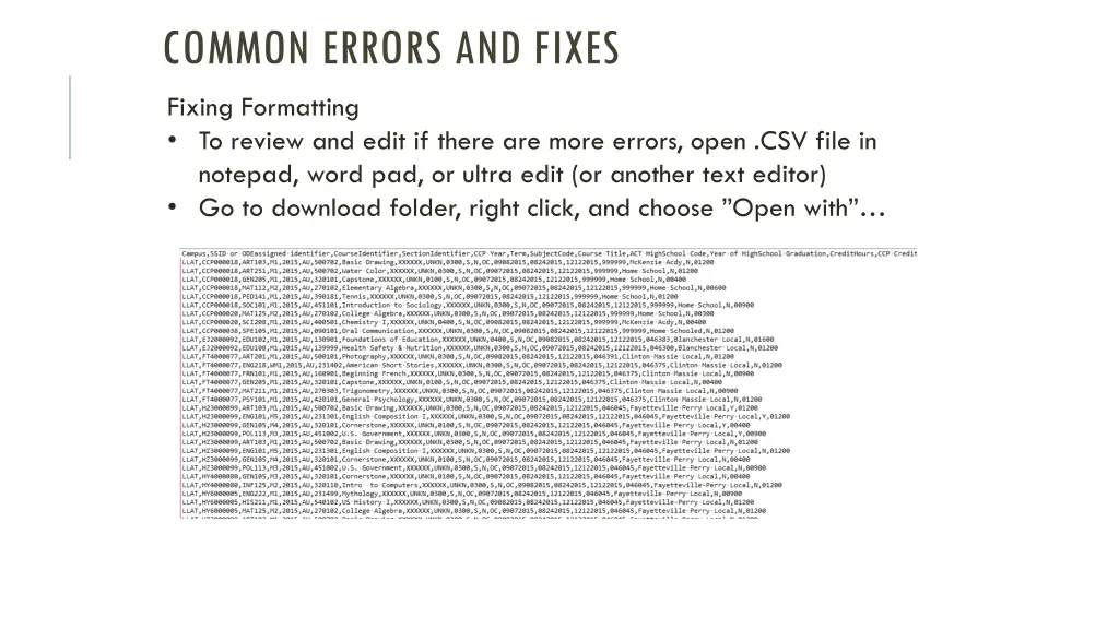 common errors and fixes 2