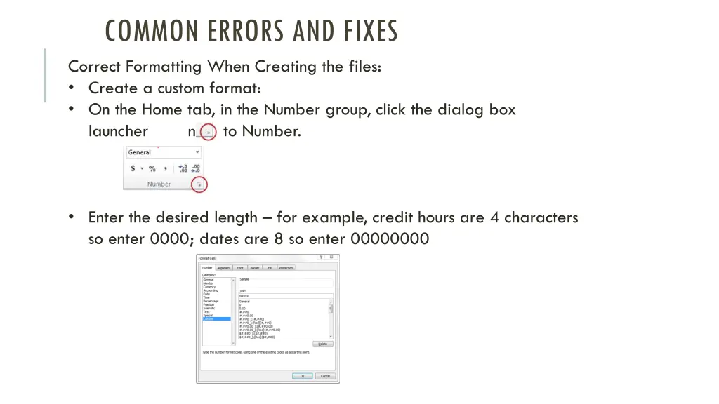 common errors and fixes correct formatting when