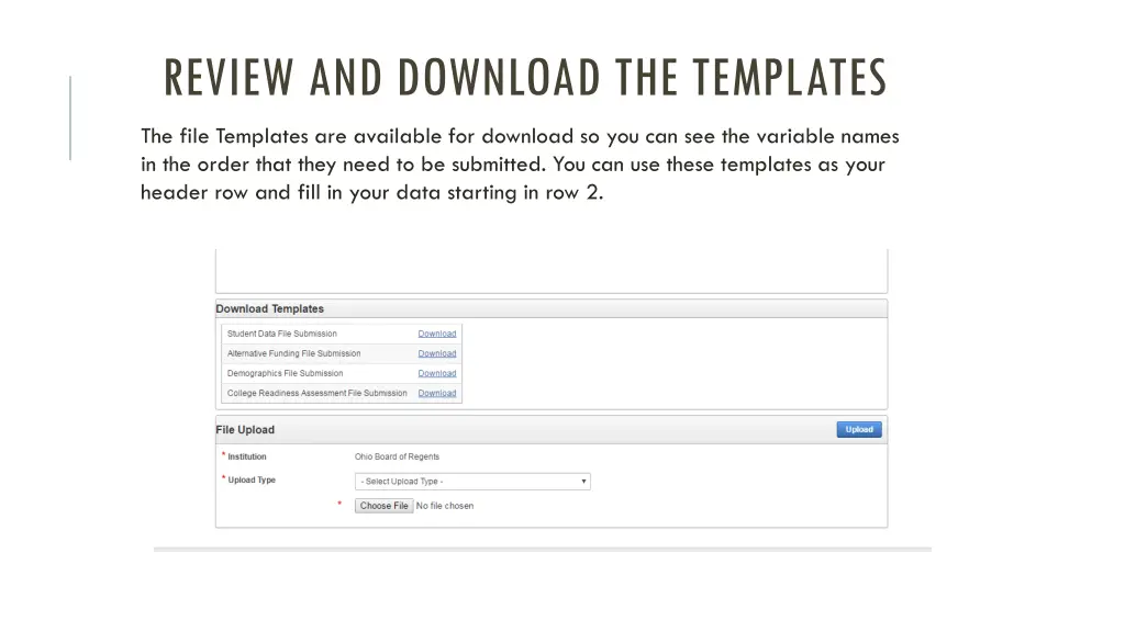 review and download the templates