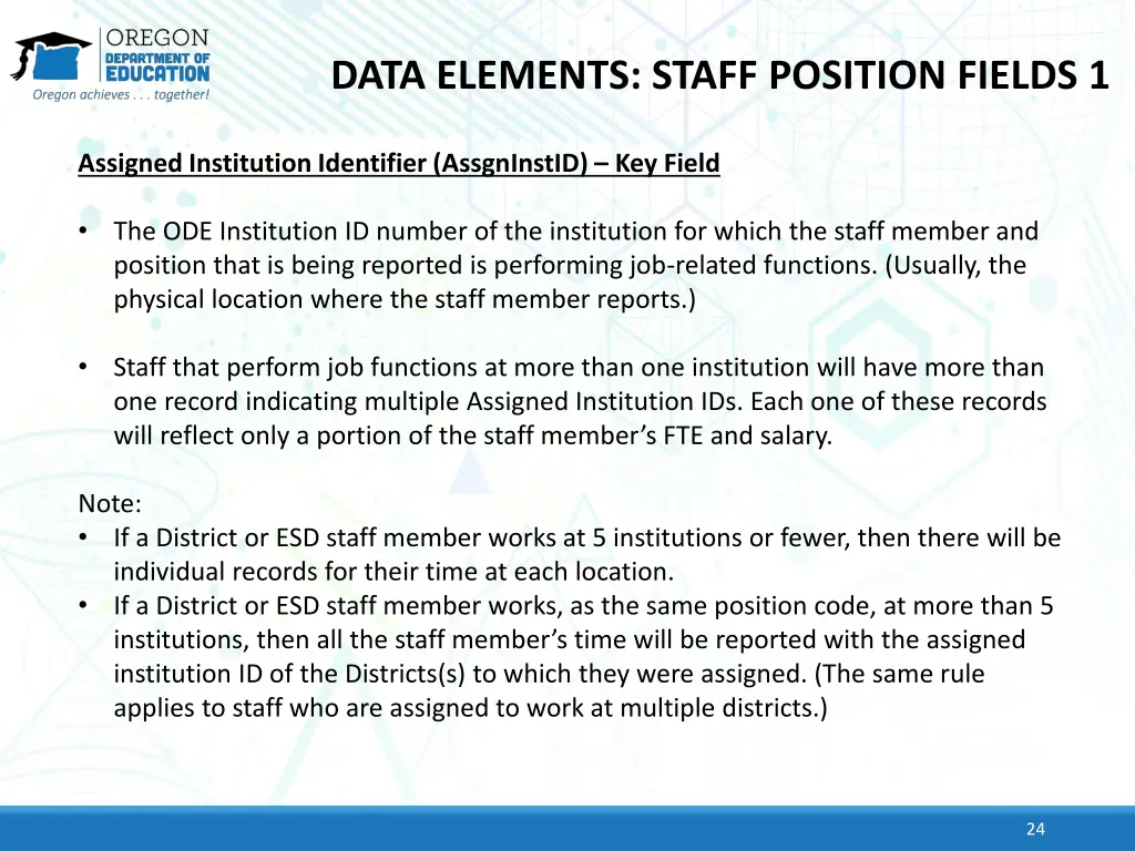 data elements staff position fields 1