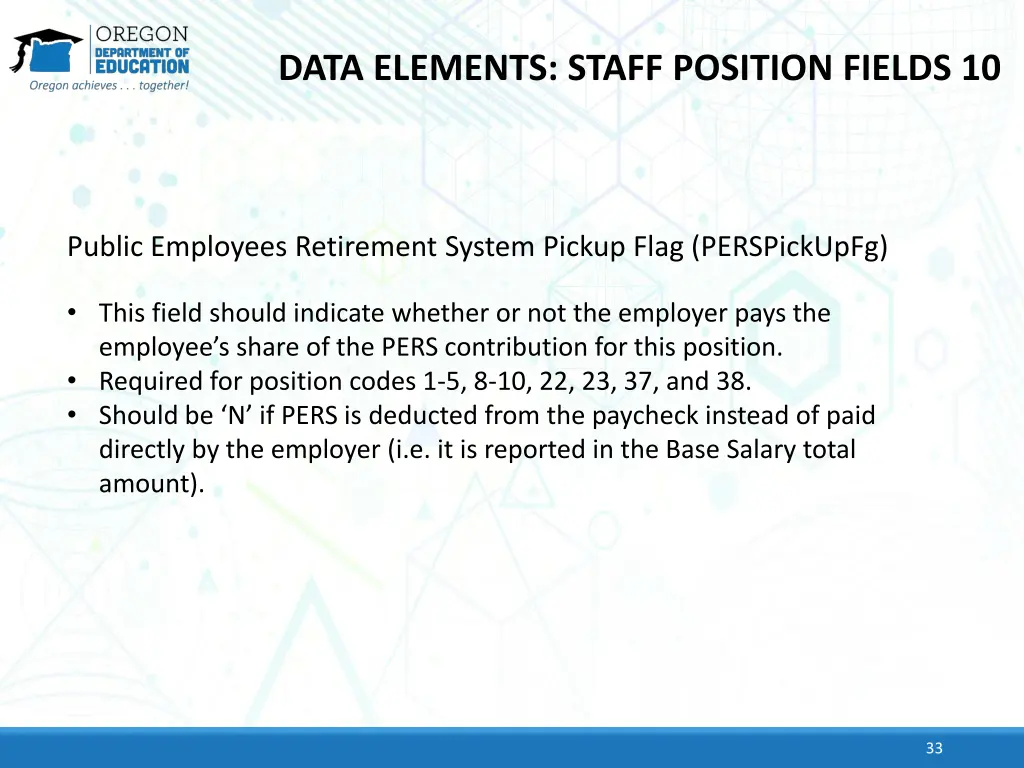 data elements staff position fields 10