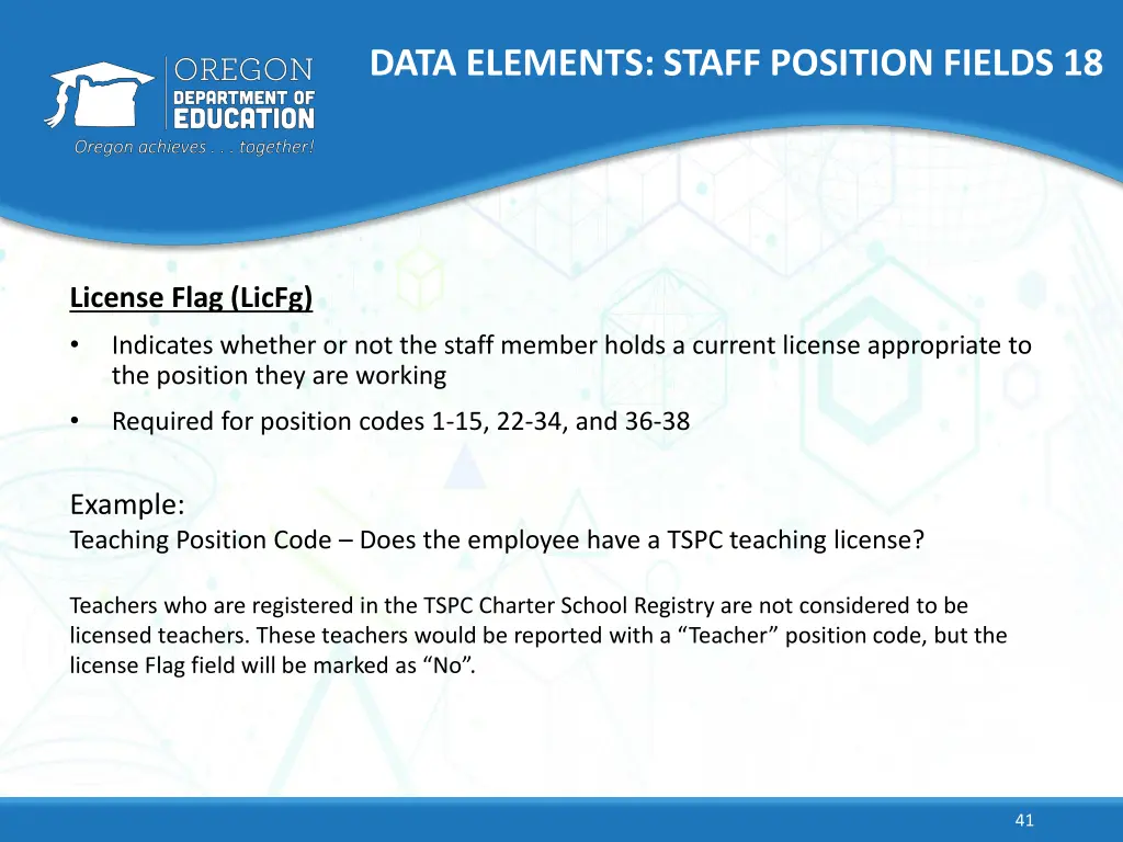 data elements staff position fields 18