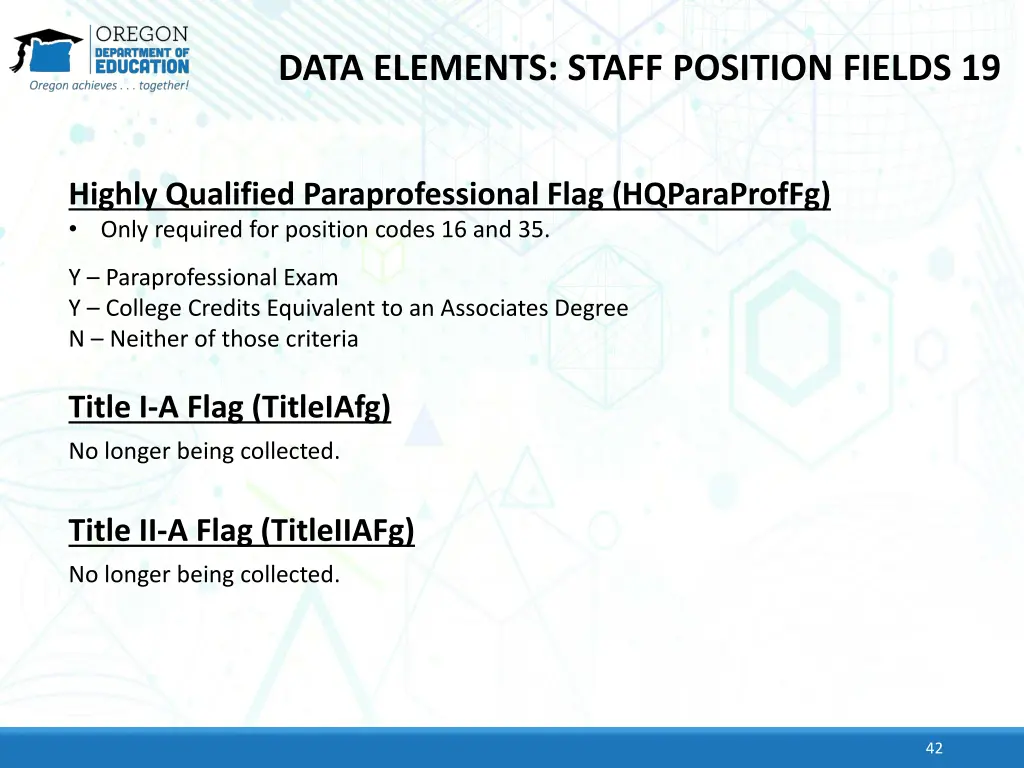 data elements staff position fields 19