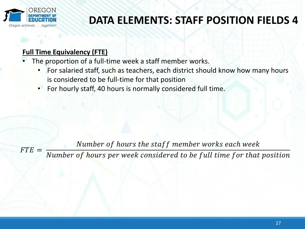 data elements staff position fields 4