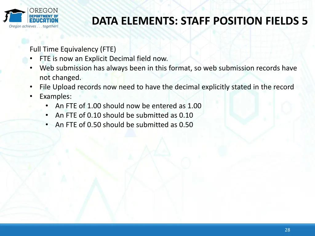 data elements staff position fields 5