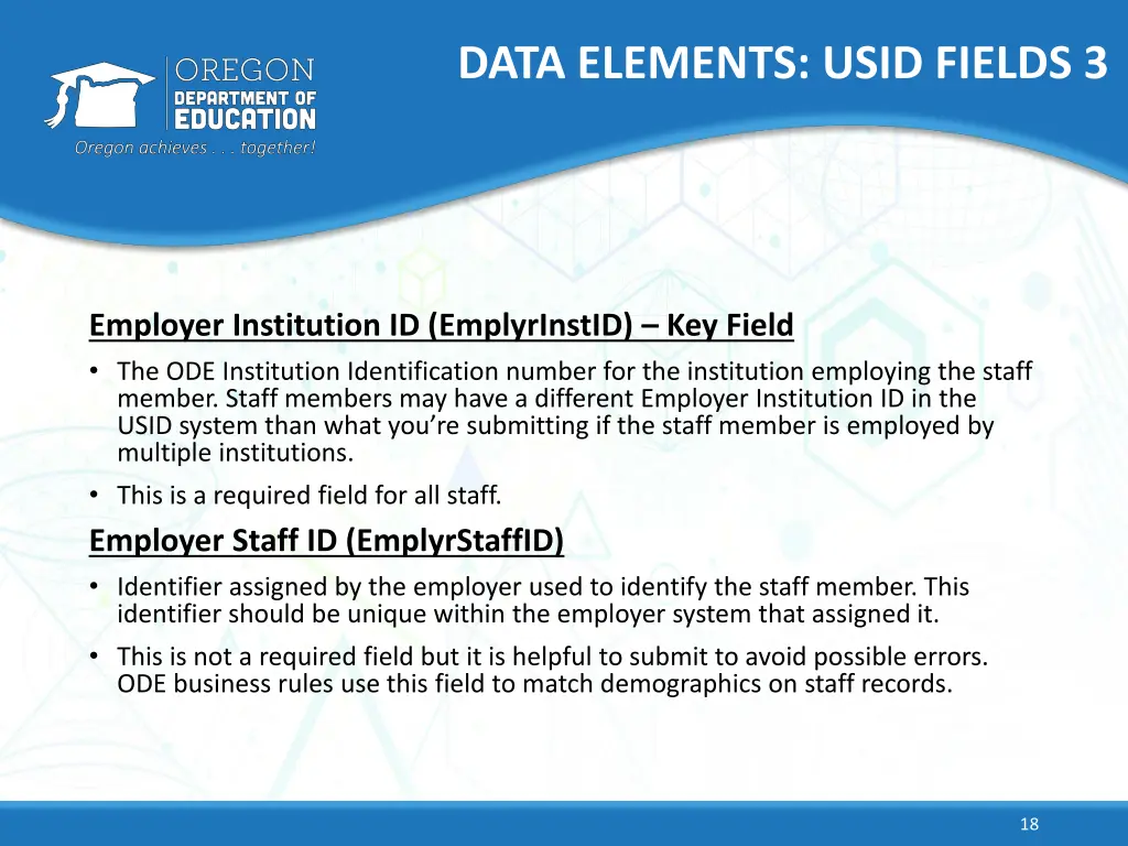 data elements usid fields 3