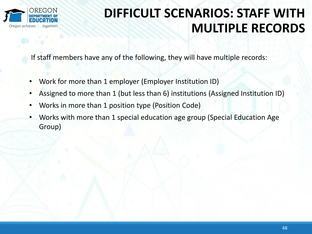 difficult scenarios staff with multiple records