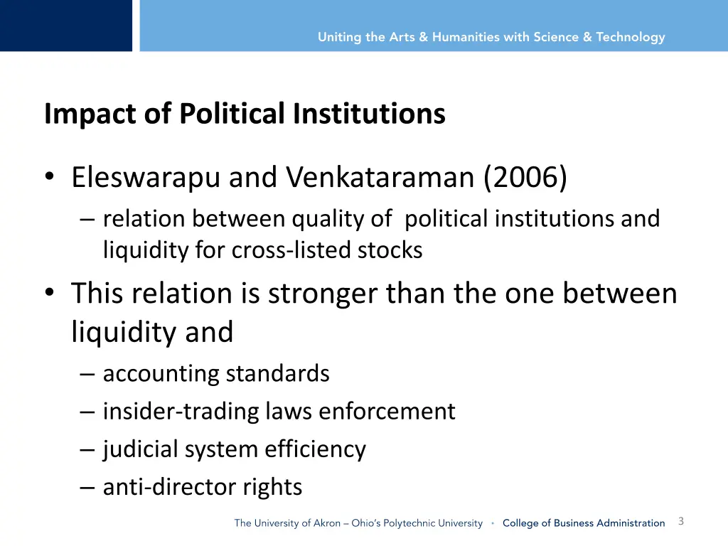 impact of political institutions