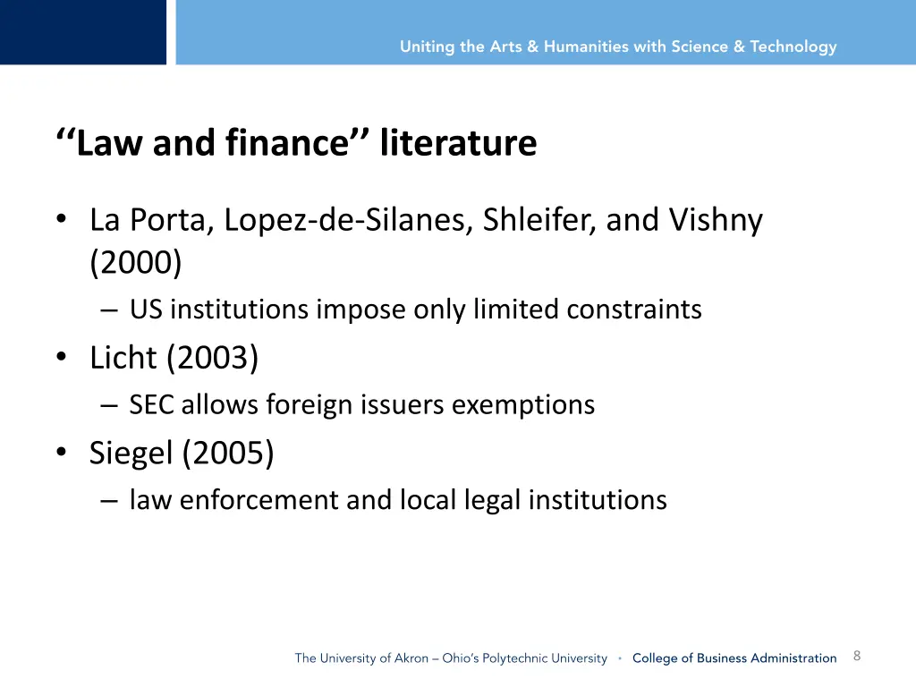 law and finance literature 1