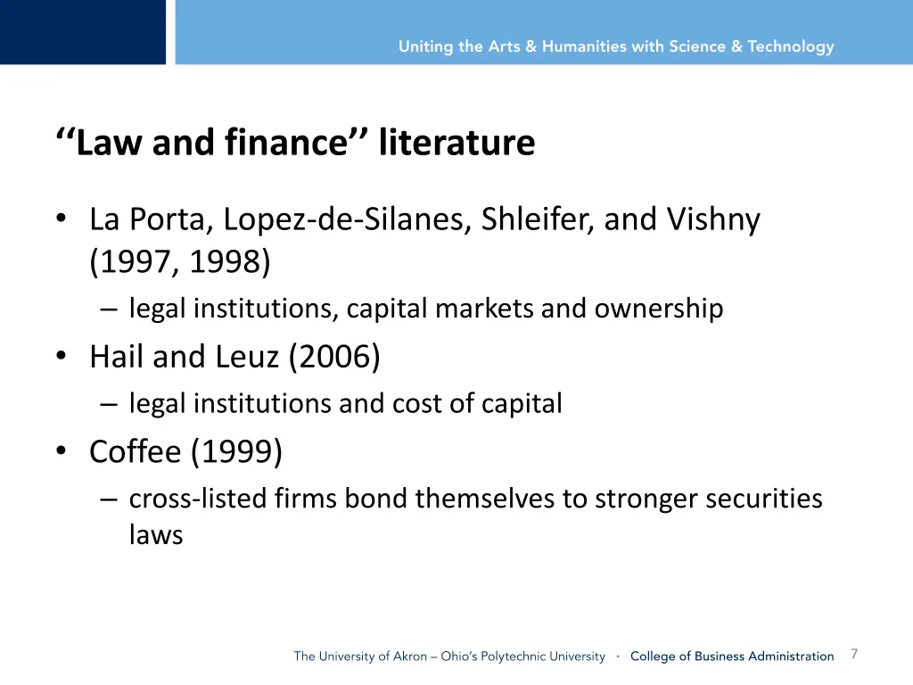 law and finance literature