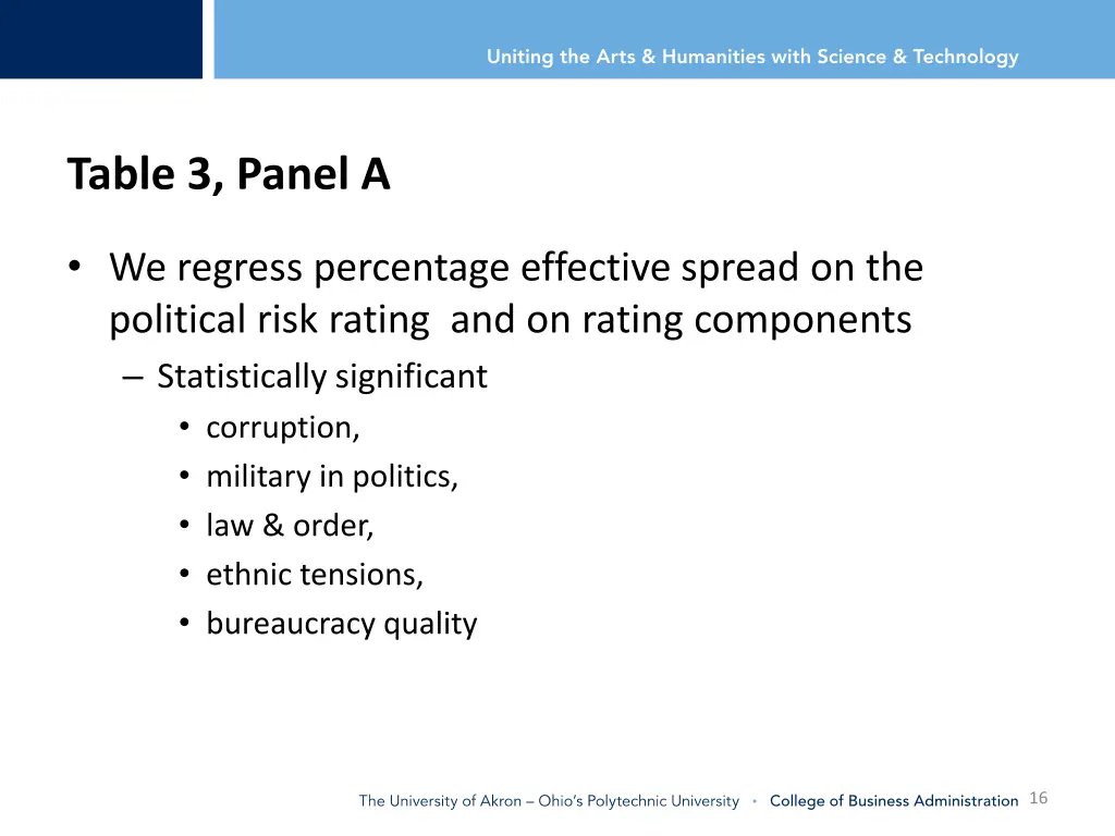 table 3 panel a