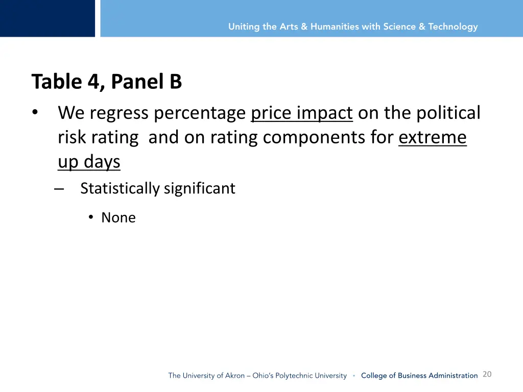 table 4 panel b we regress percentage price