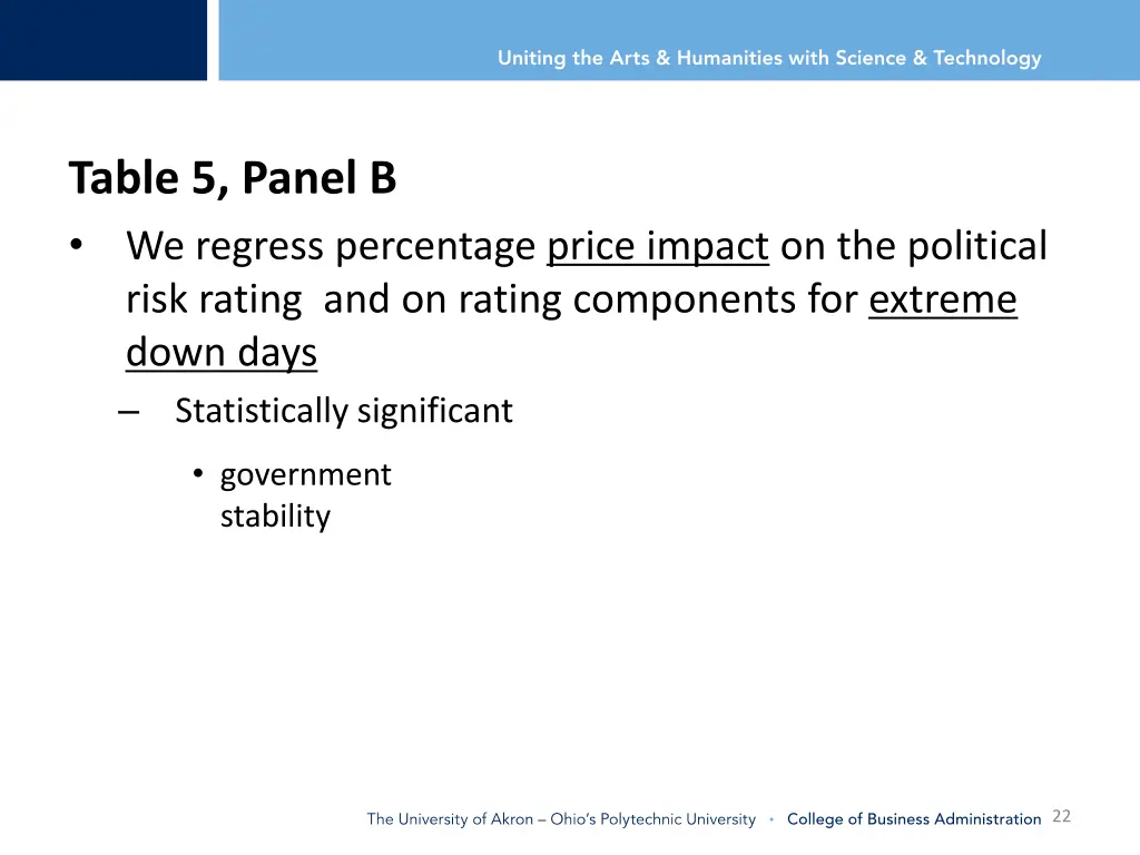 table 5 panel b we regress percentage price