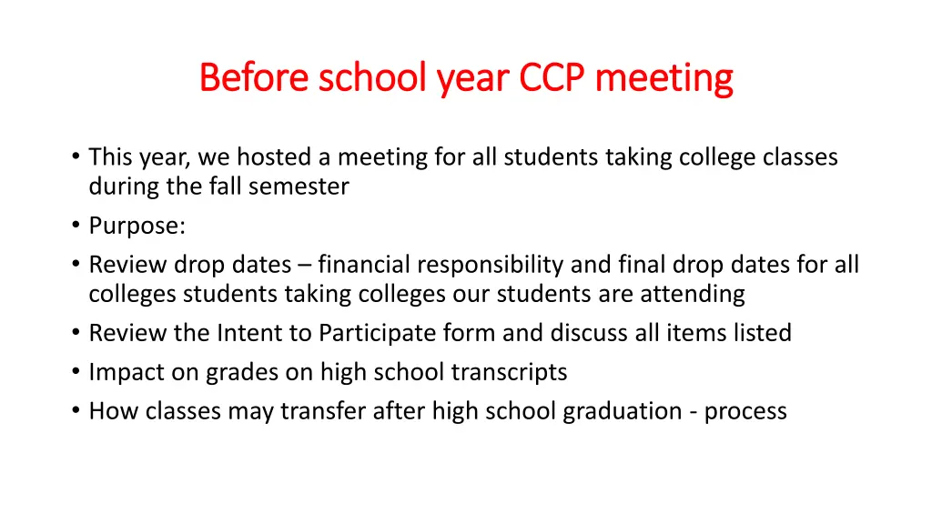 before school year ccp meeting before school year