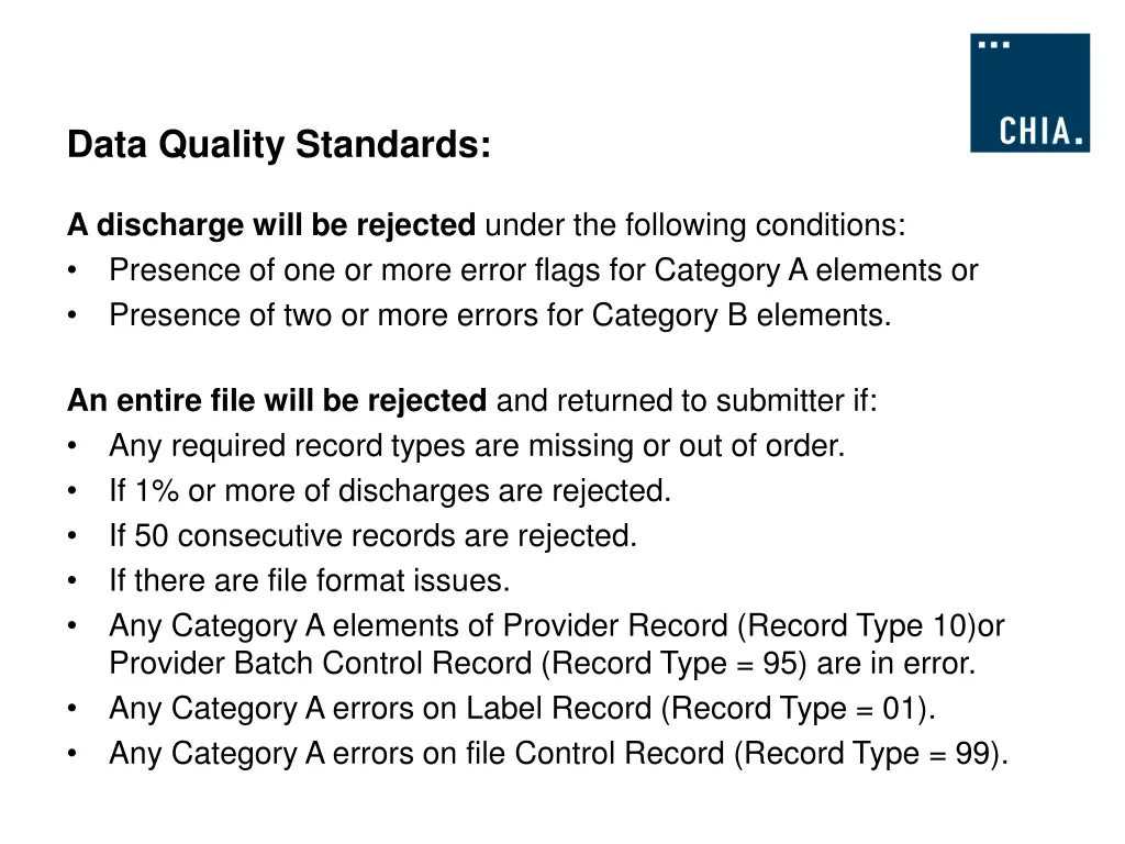 data quality standards