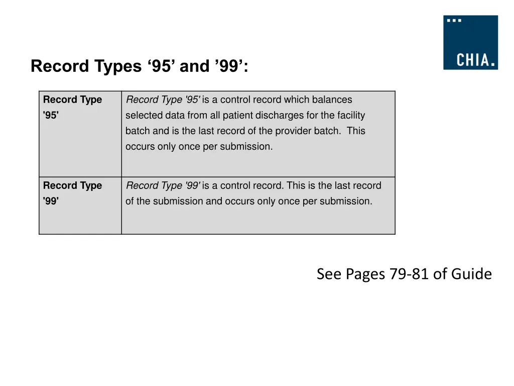 record types 95 and 99