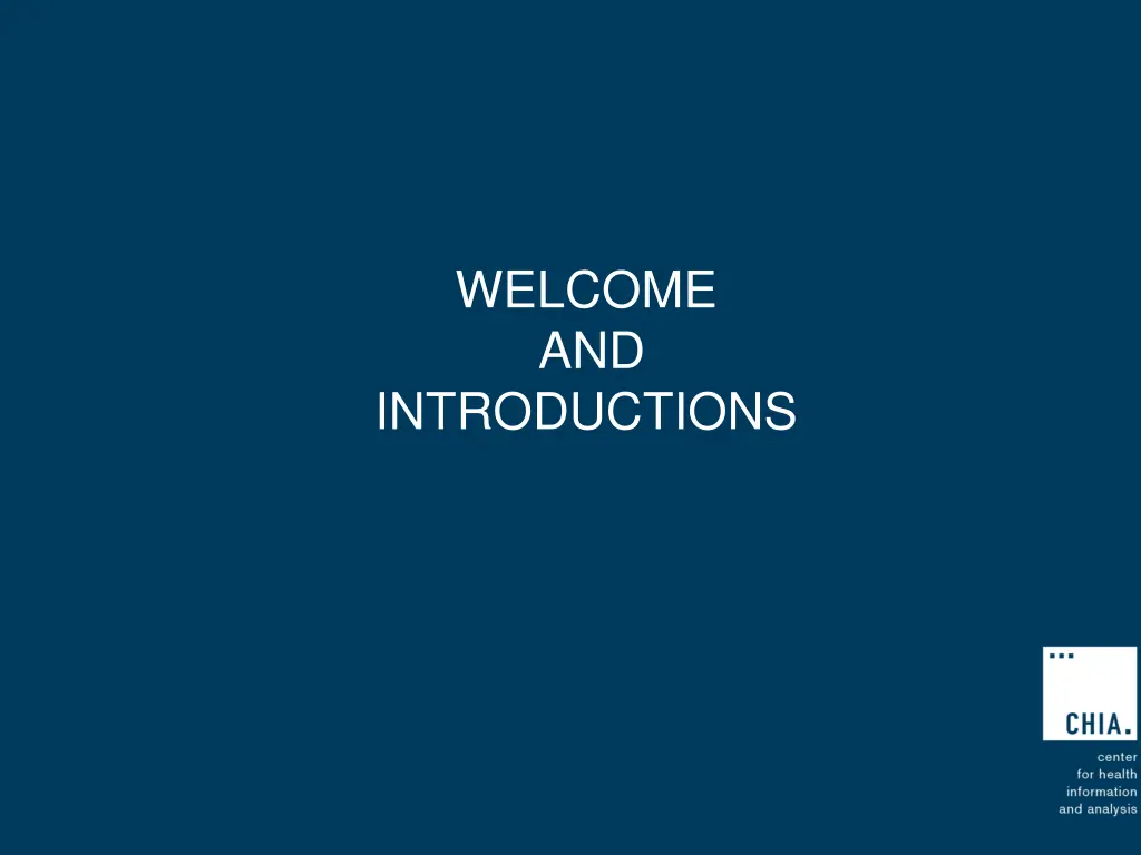 welcome and introductions