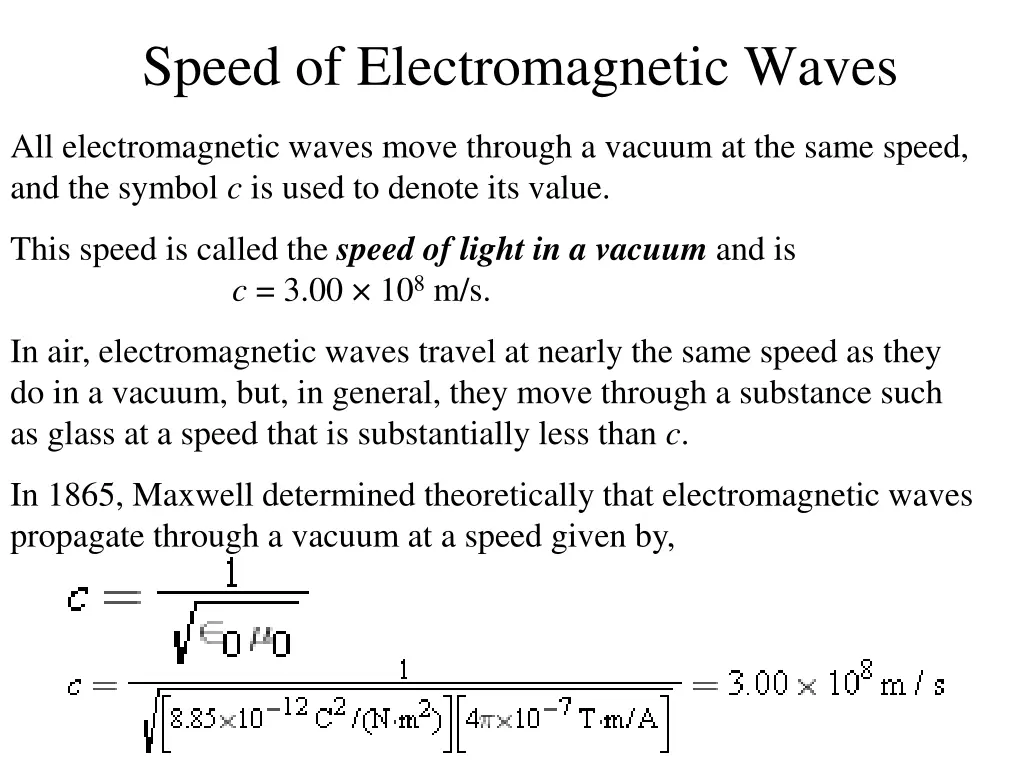 speed of electromagnetic waves