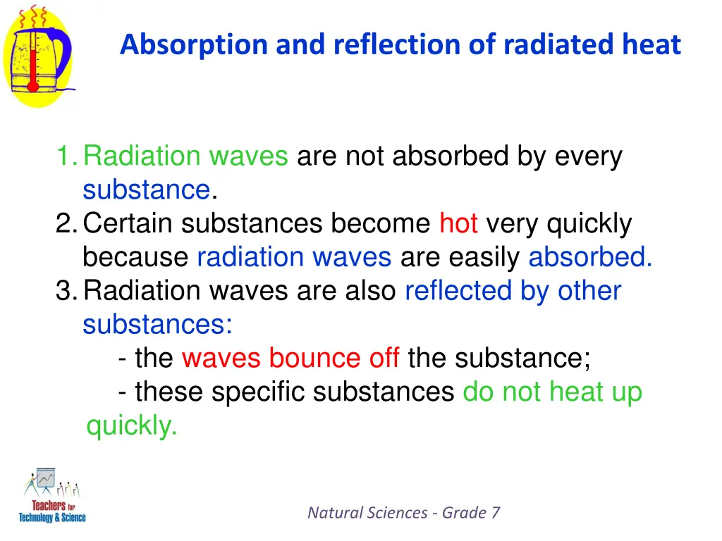 absorption and reflection of radiated heat