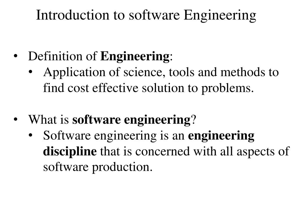 introduction to software engineering