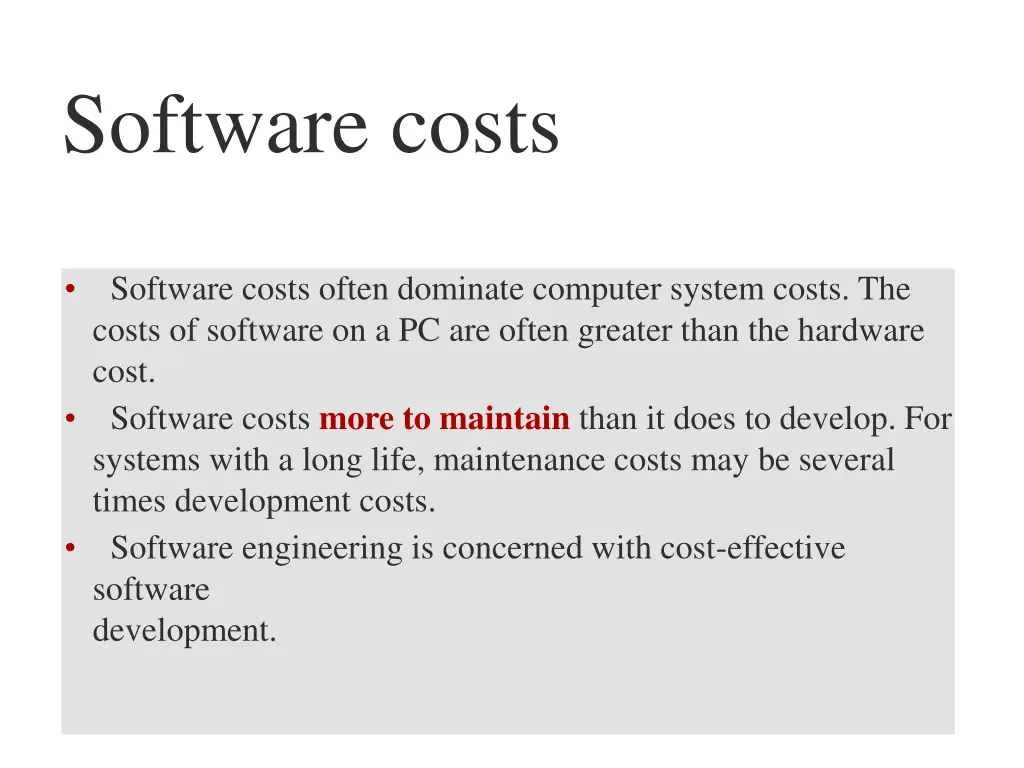 software costs