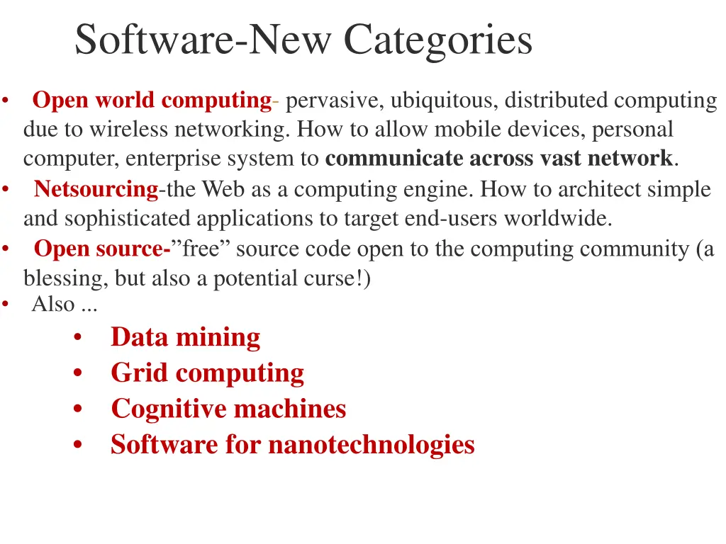 software new categories