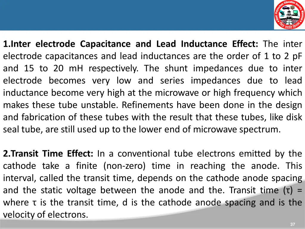 1 inter electrode capacitance and lead inductance