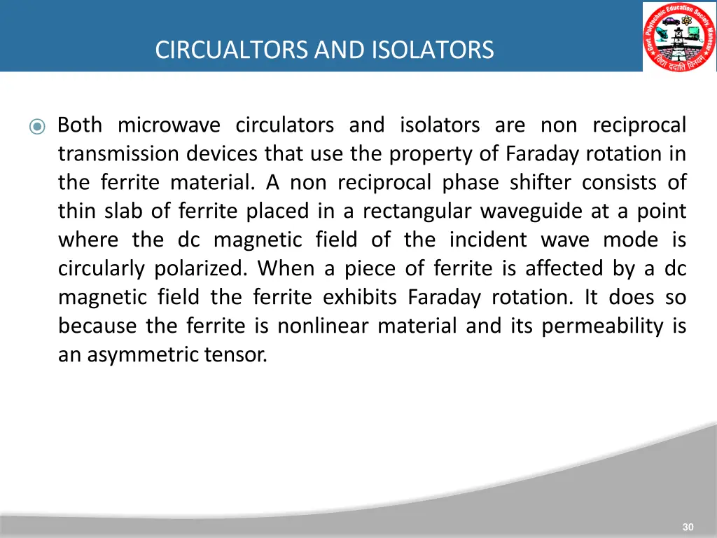 circualtors and isolators