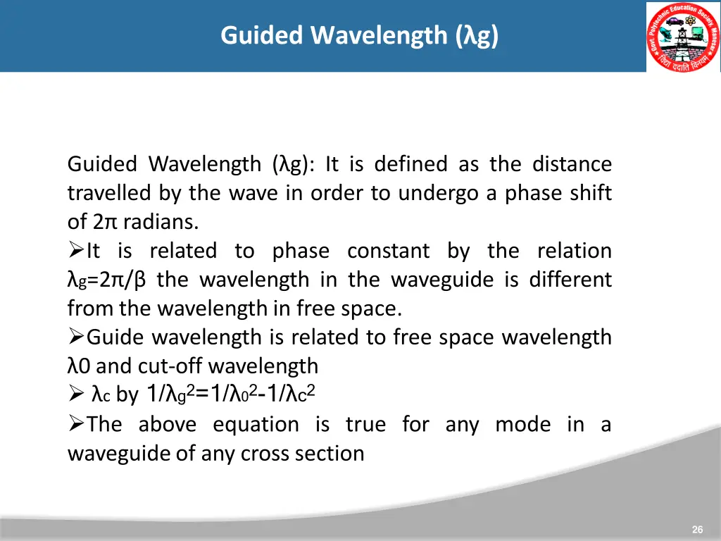 guided wavelength g