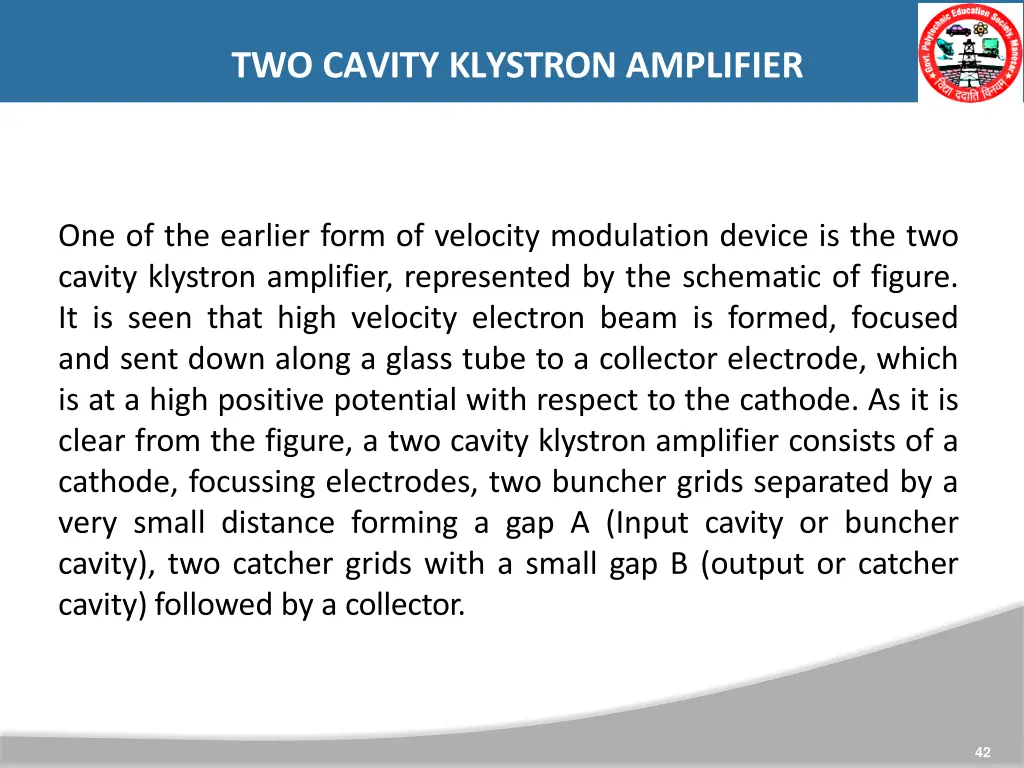 two cavity klystron amplifier