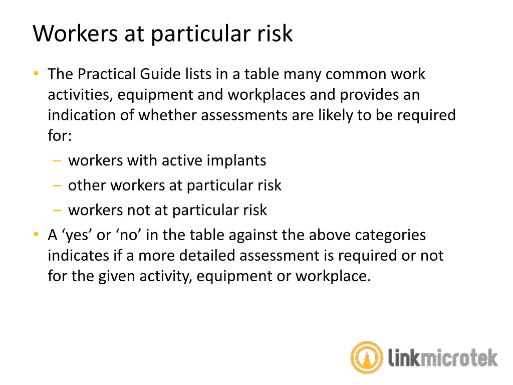 workers at particular risk