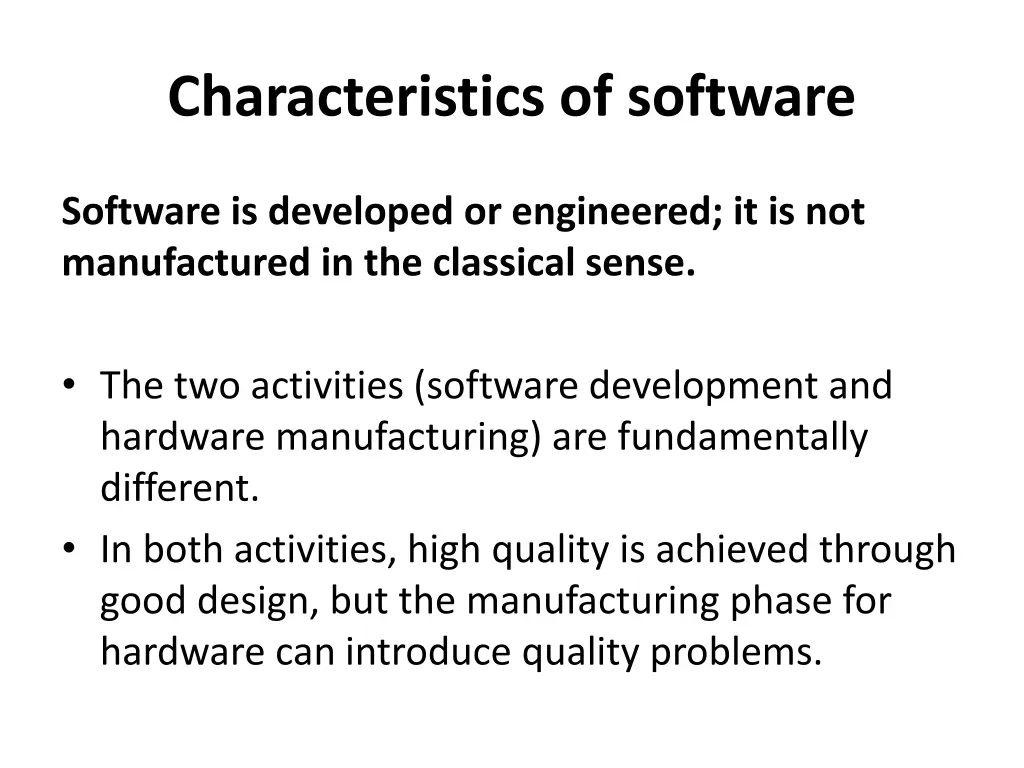 characteristics of software