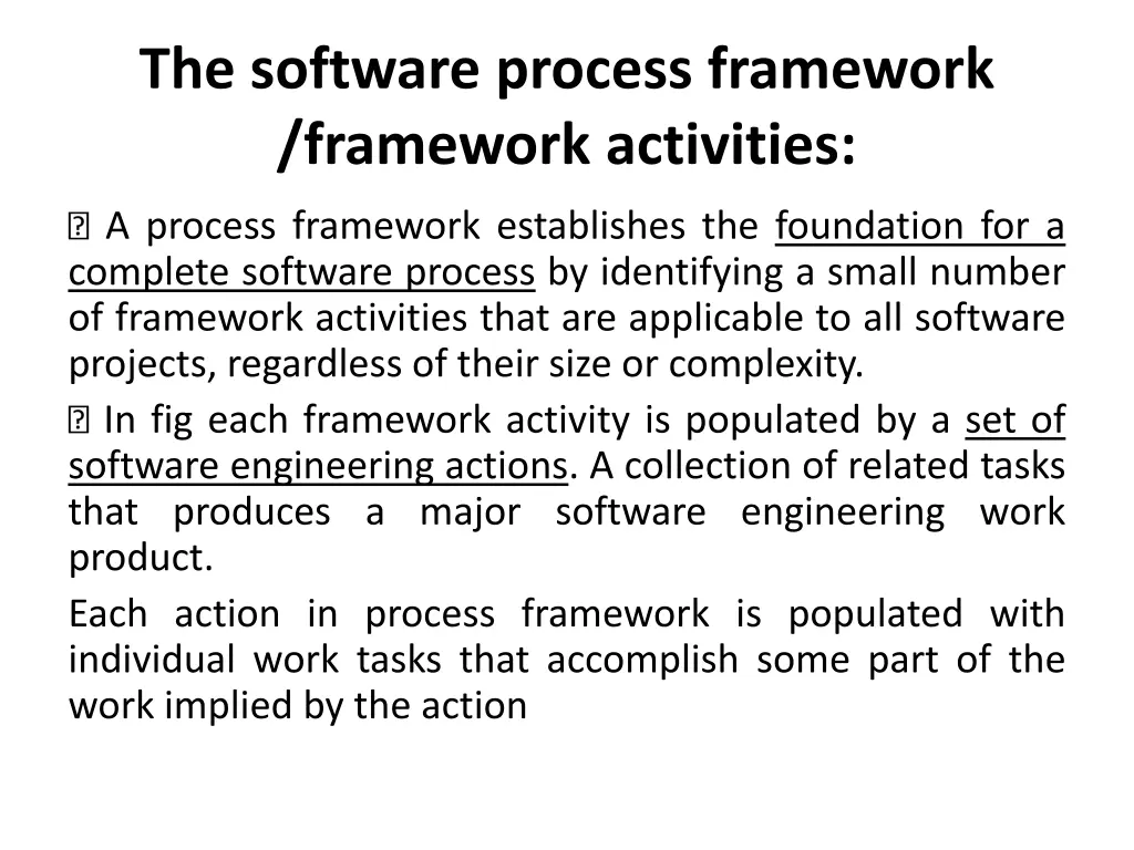 the software process framework framework