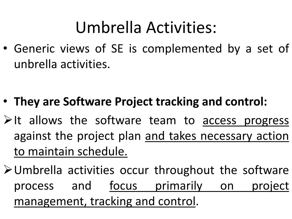 umbrella activities generic views