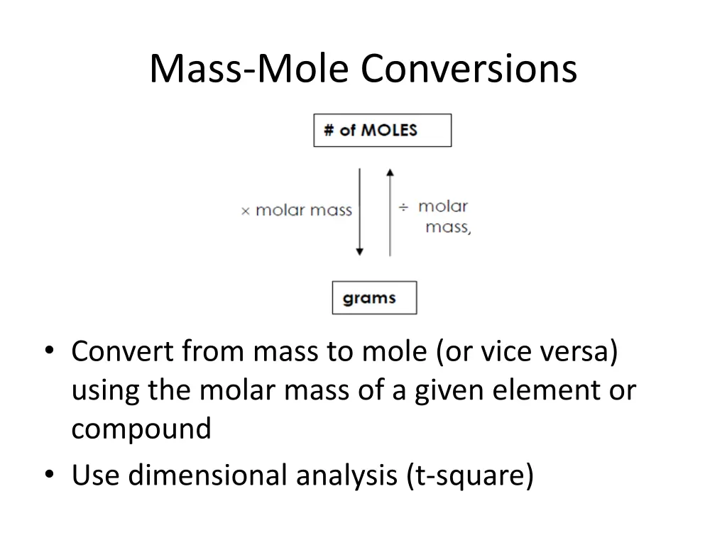 mass mole conversions